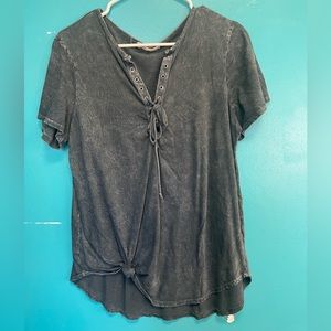Grey tie front shirt